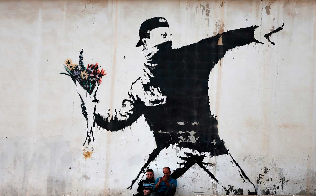 banksy love palestine graffiti