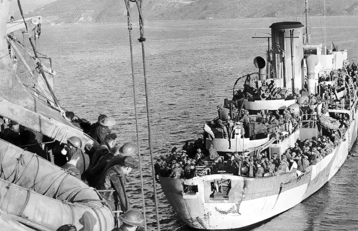 british troops evacuating crete