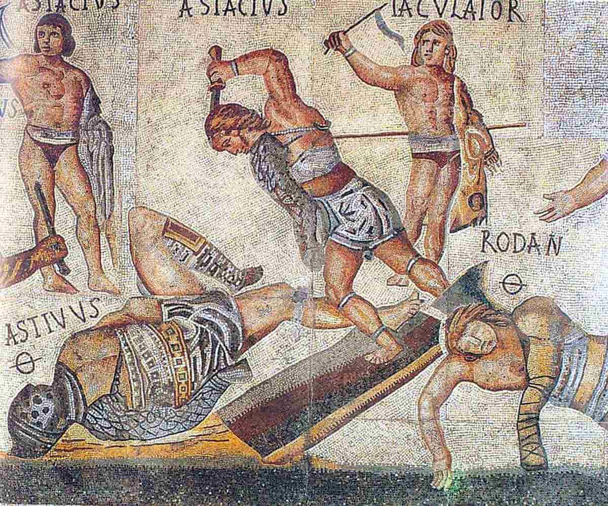 gladiator mosaic roman