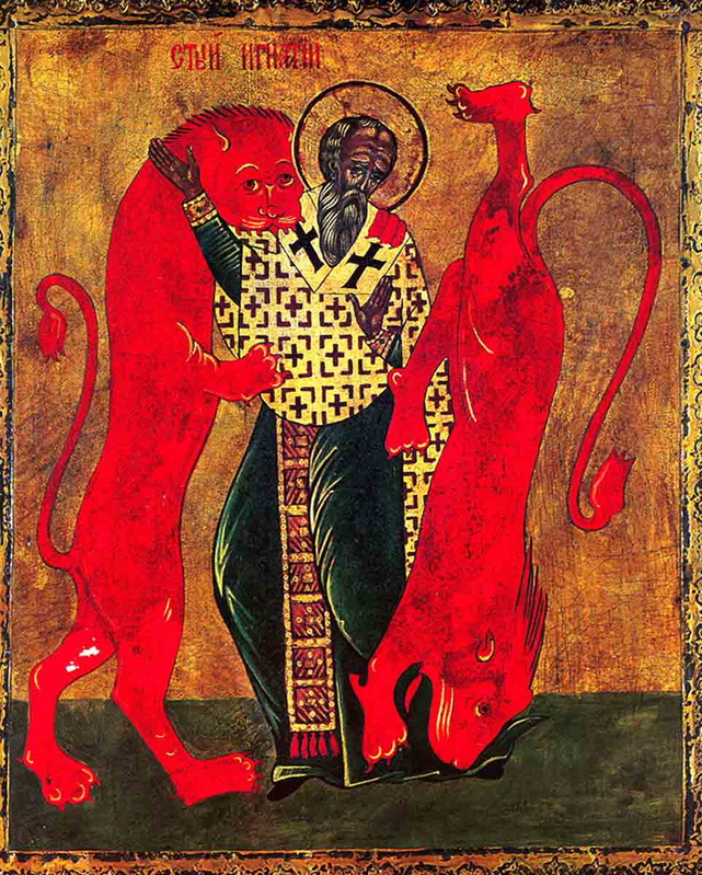 Saint Ignatius of Antioch with Lions, Biblical Icon.