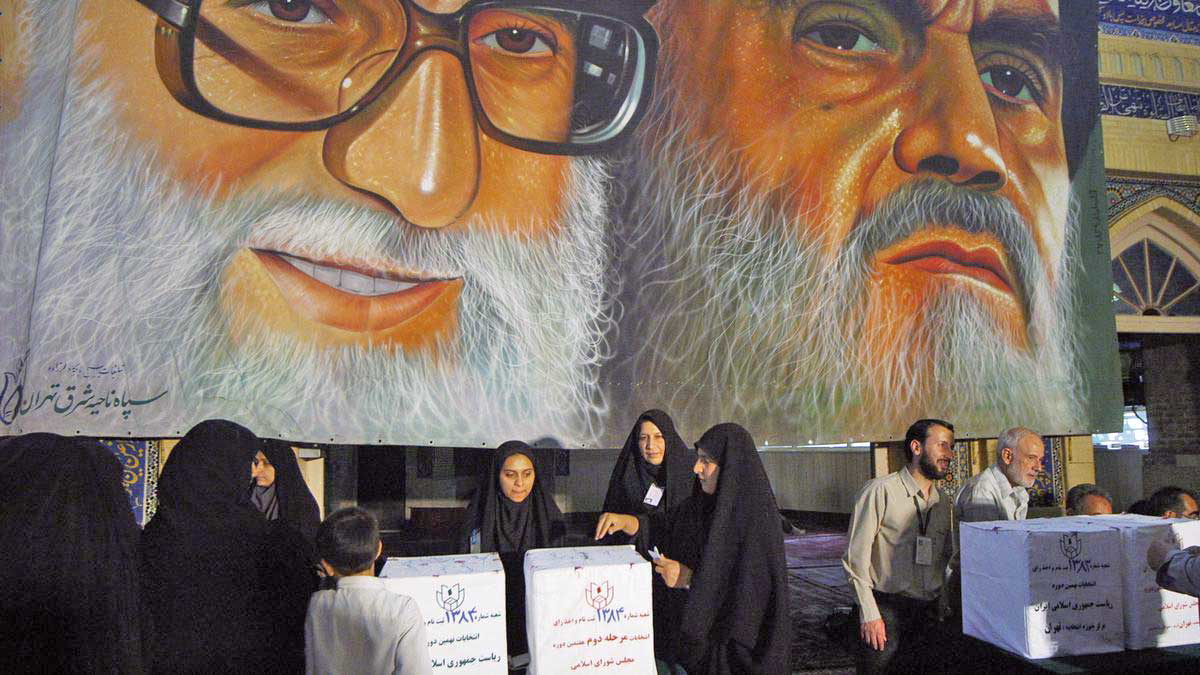 iran voting khomeini posters