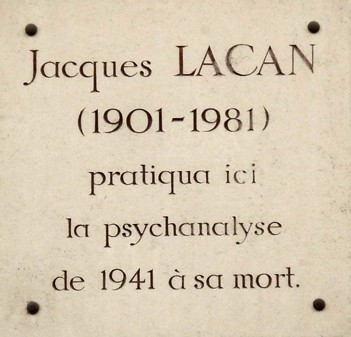 jacques lacan plaque