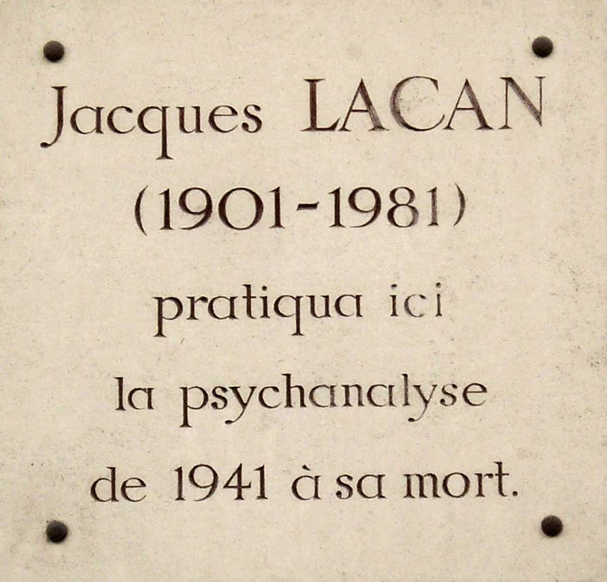 jacques lacan plaque