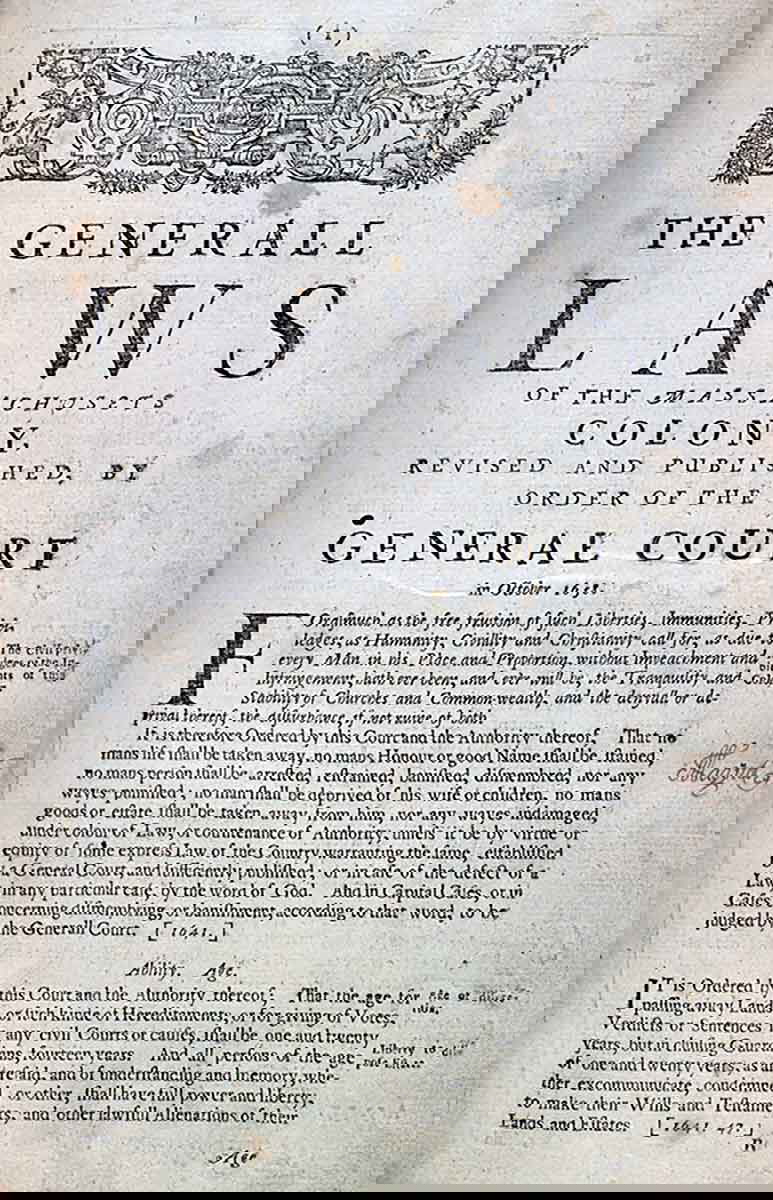 massachusetts bay colony general court laws