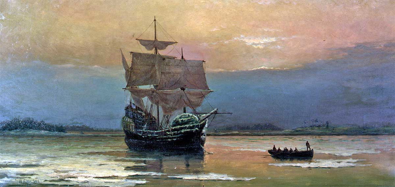 Mayflower in Plymouth Harbor by William Halsall