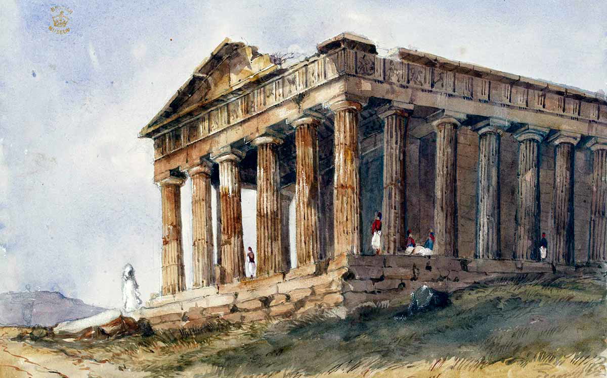 parthenon watercolor image