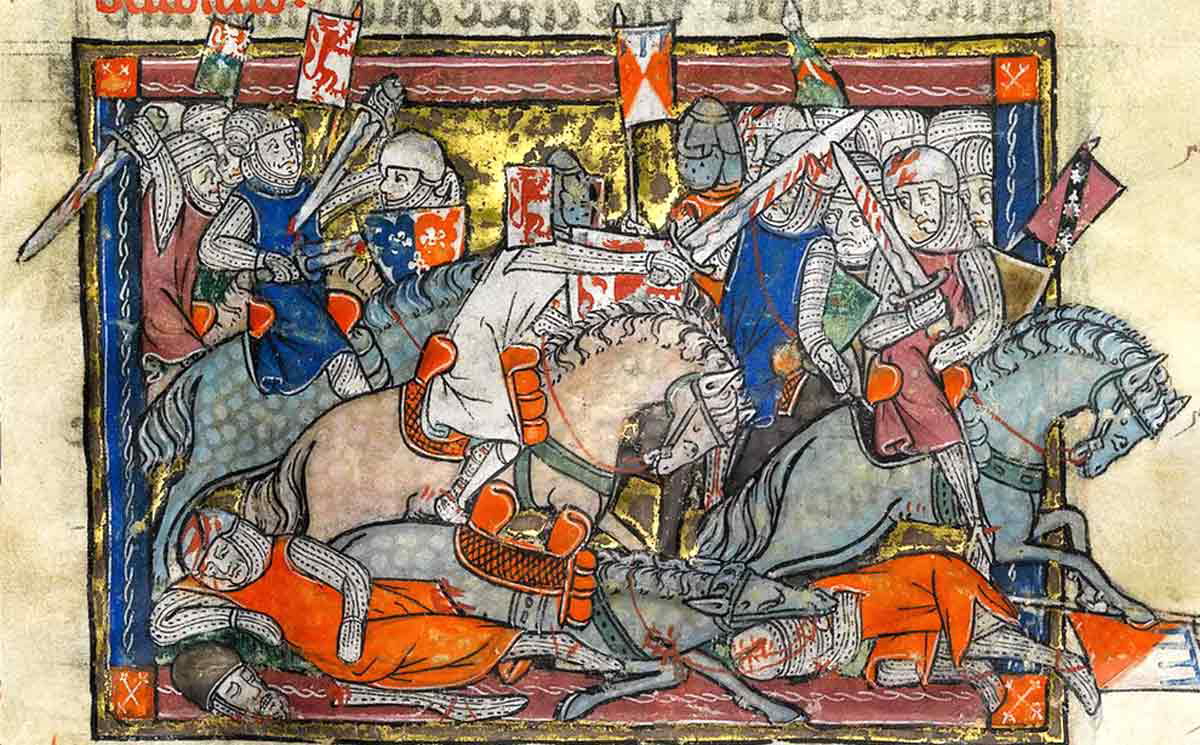real king arthur fighting saxons rochefoucauld grail manuscript