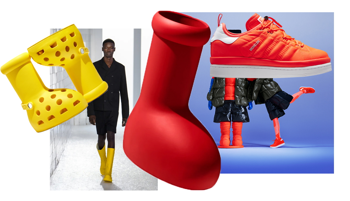 red boot croc yellow tiger runway moncler
