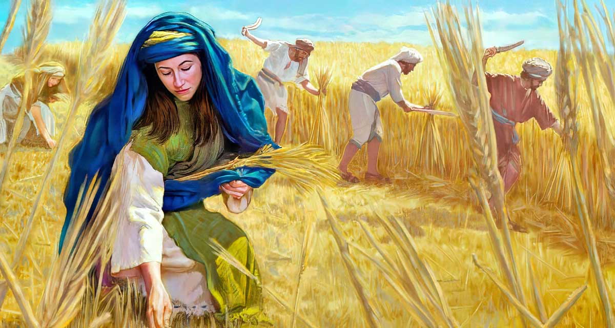 Ruth gathering in the harvest. Source: Walk with God.