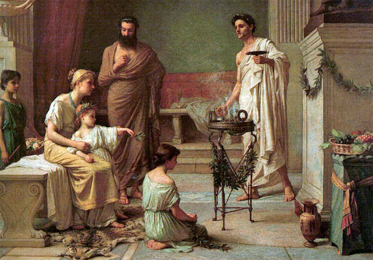 A Sick Child brought into the Temple of Aesculapius by John William Waterhouse, 1877