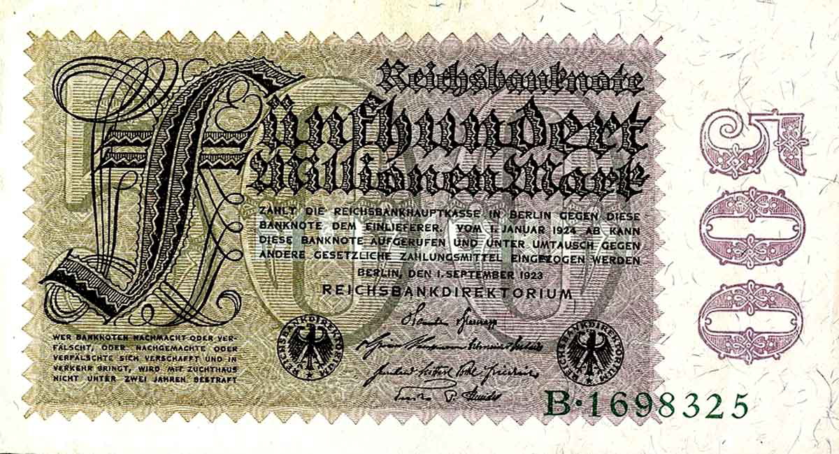 500 million mark reichsbanknote september 1923