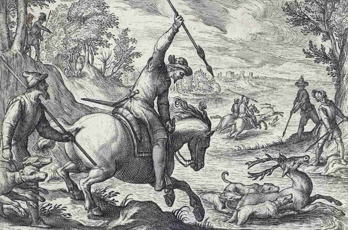 Landschap met hertenjacht, Egbert Jansz., after Antonio Tempesta, 1598. Source: Rijksmuseum