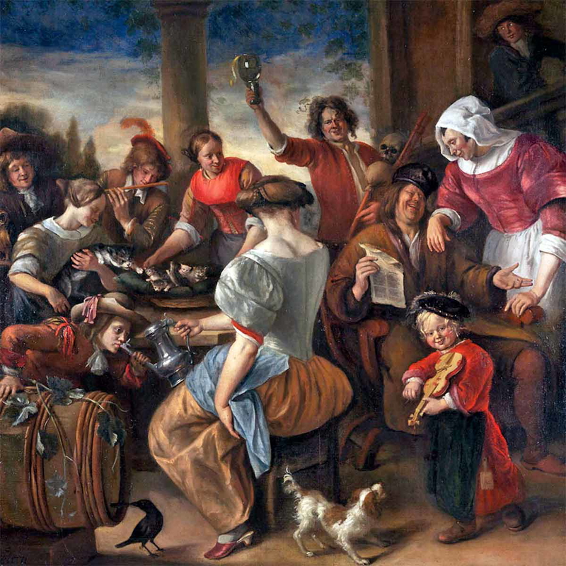 Merry Company in a Pergola by Jan Steen ca. 1673–1675. Source: Museum of Fine Arts – Budapest