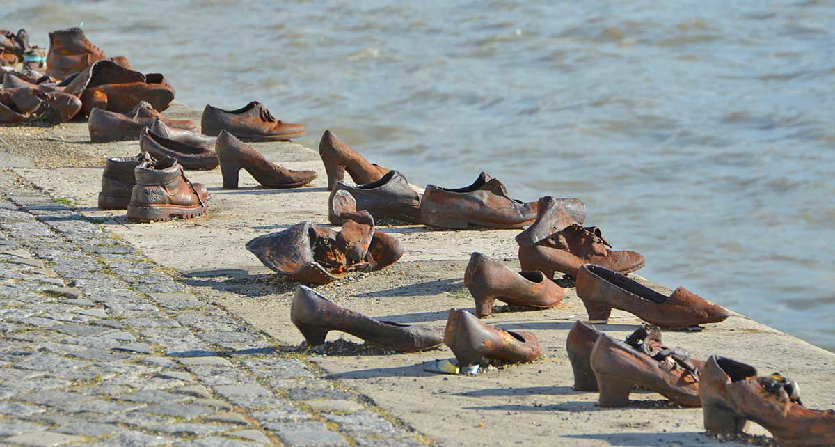 Shoes on the Danube Bank in Budapest by Adam Fagen