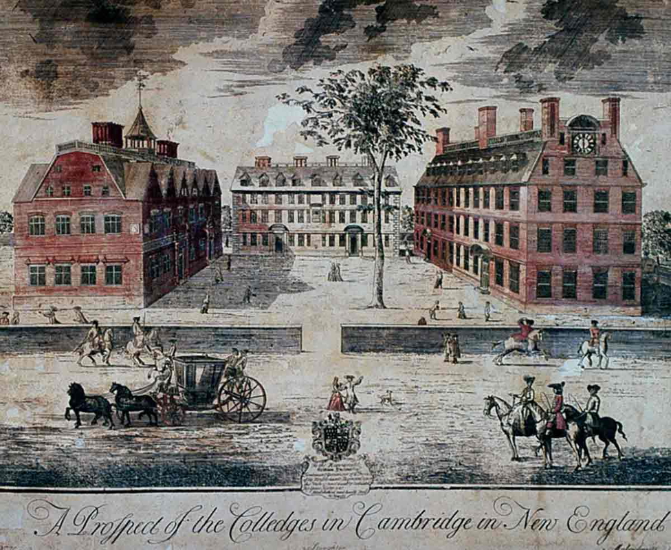 A Prospect of the Colledges in Cambridge in New England, William Burgis, 1726. Source: Harvard Fine Arts Library