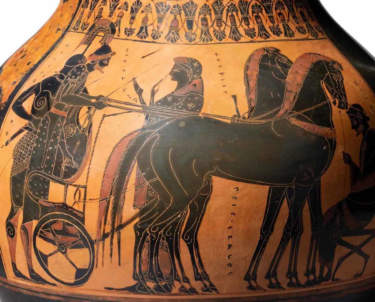 chariot black figure vase