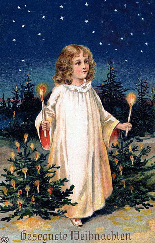 Angelic vintage Christmas illustration.