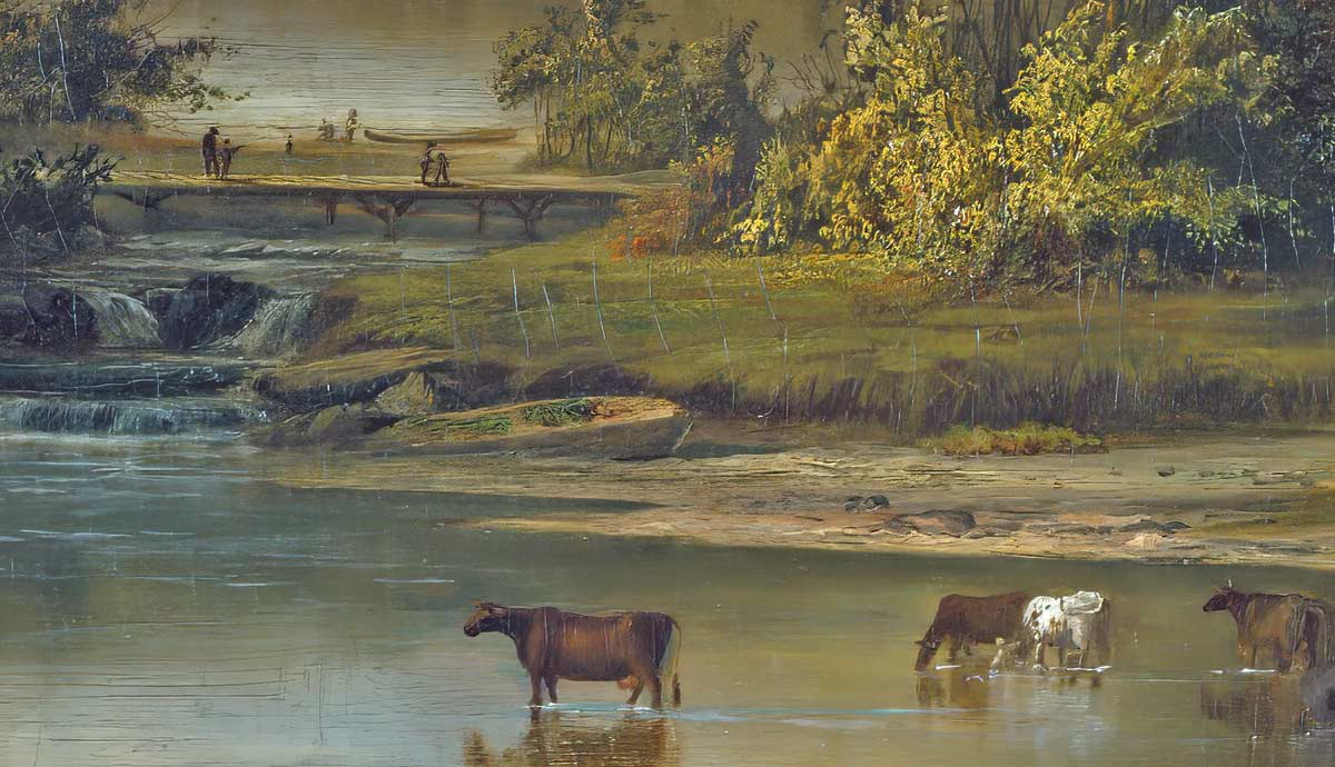 Details of Landscape with Cows Watering in a Stream, Robert Seldon Duncanson, 1871. Source: Metropolitan Museum of Art
