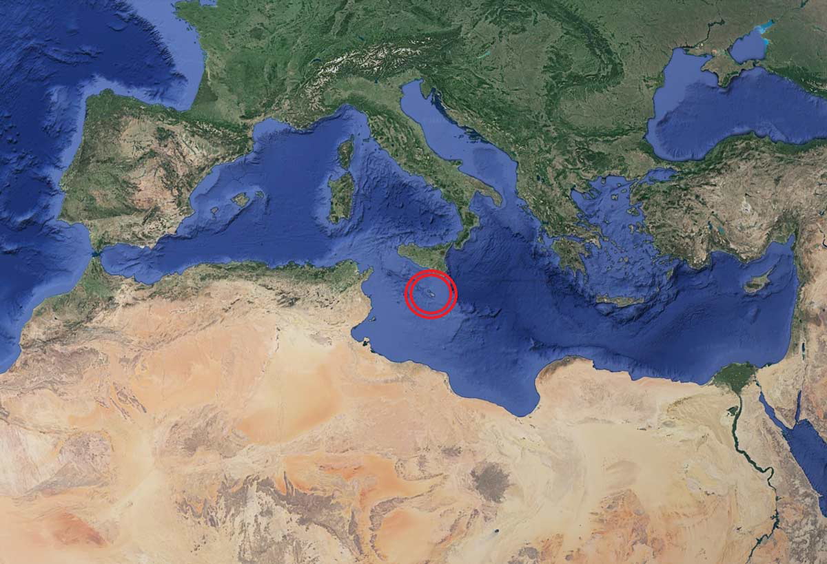 malta mediterranean map
