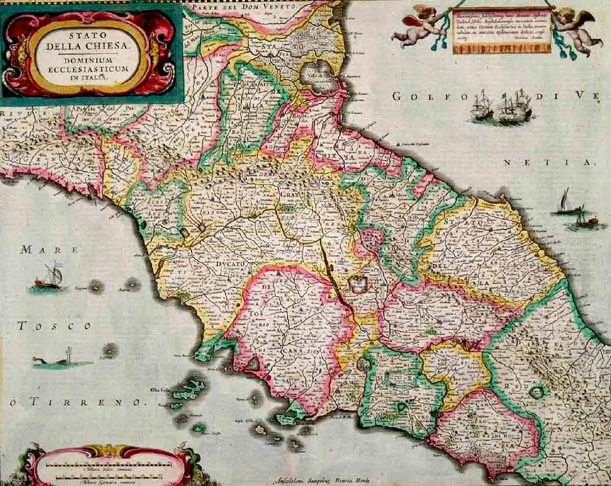 map of the papal states hondius henricus xvii century