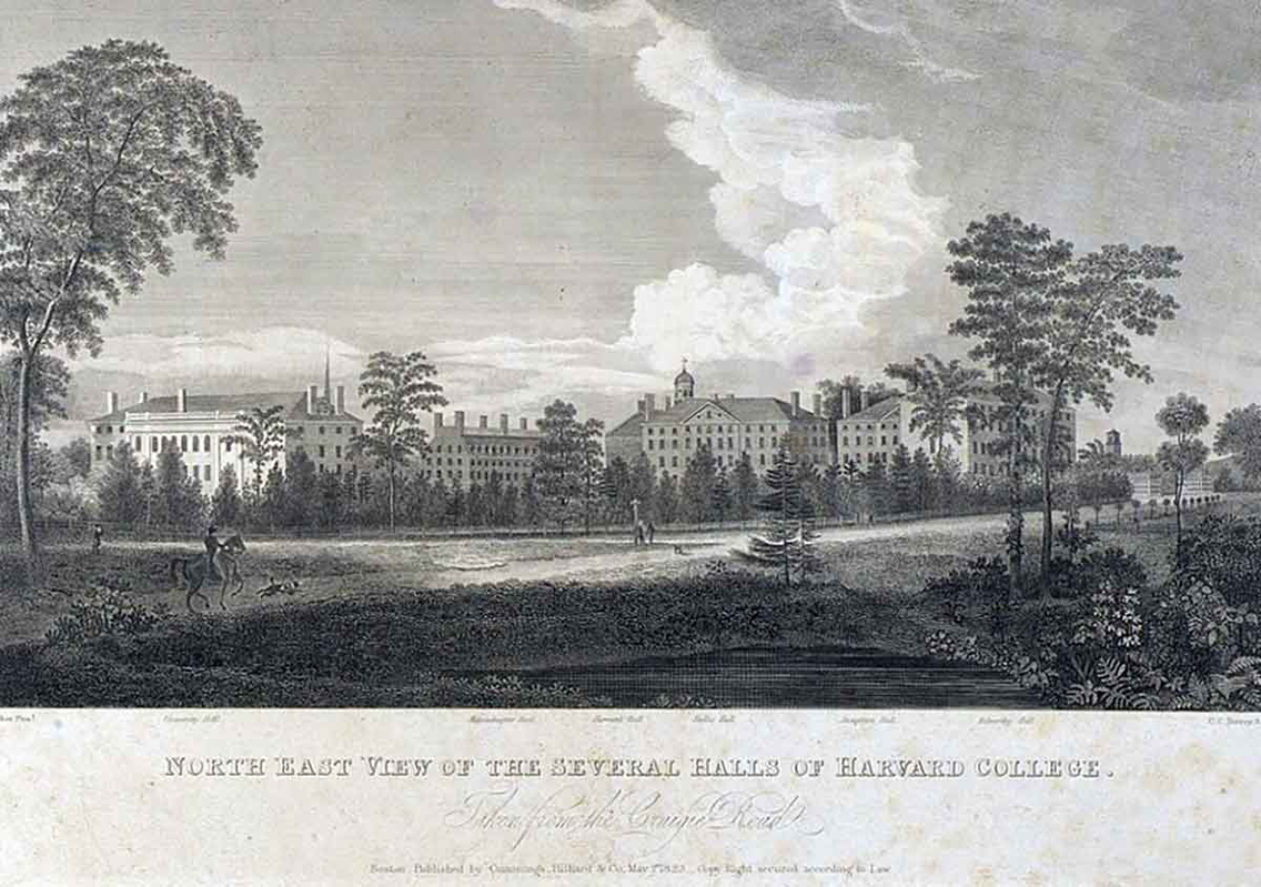 North East View of the Several Halls of Harvard College. Source: Wikimedia Commons