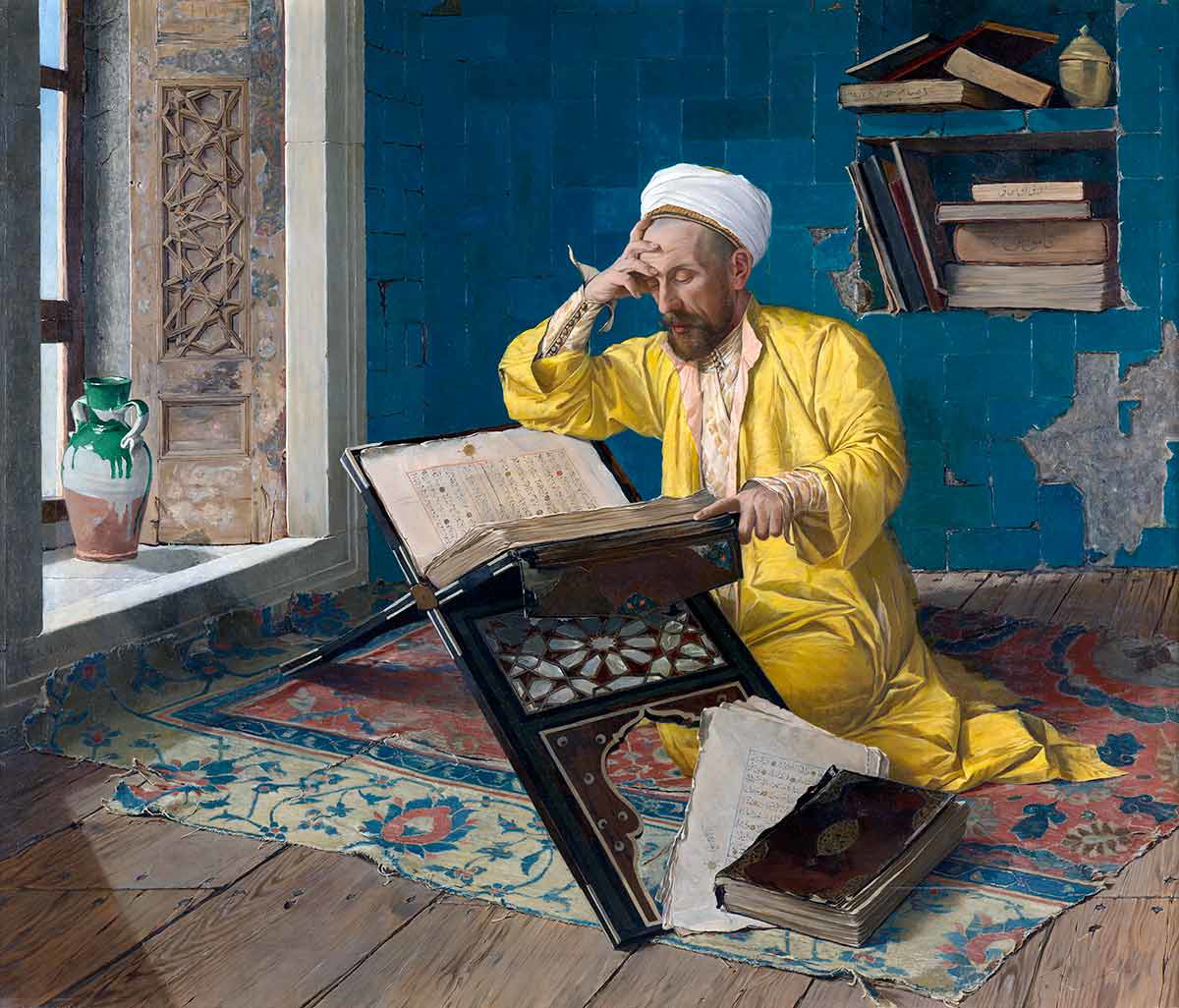 osman hamdi bey theologe mit koran painting