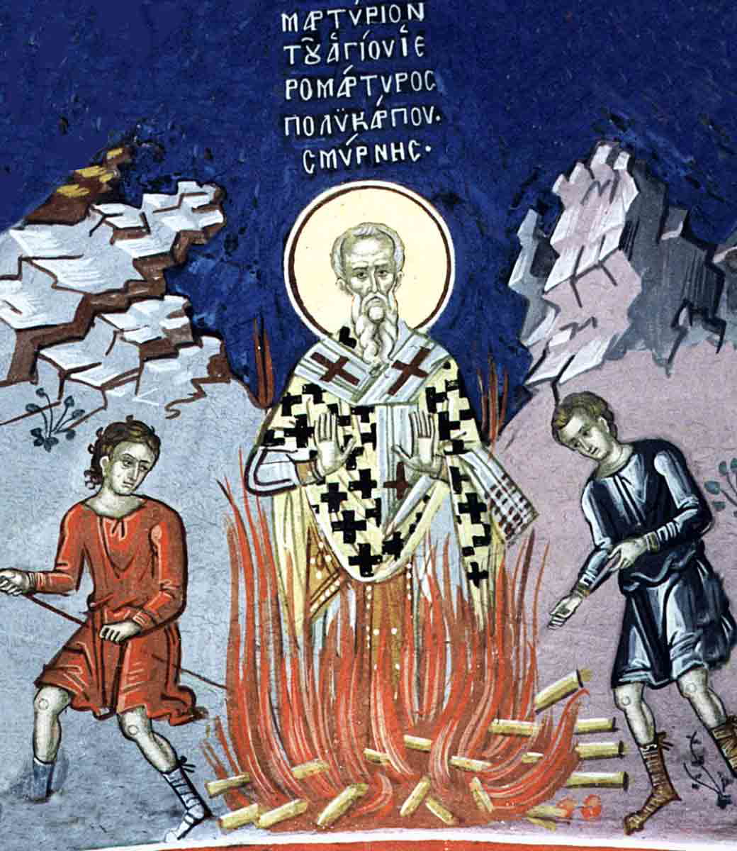 Icon illustrating Saint Polycarp of Smyrna’s death. Source: Russian Orthodox Cathedral of Saint John the Baptist.