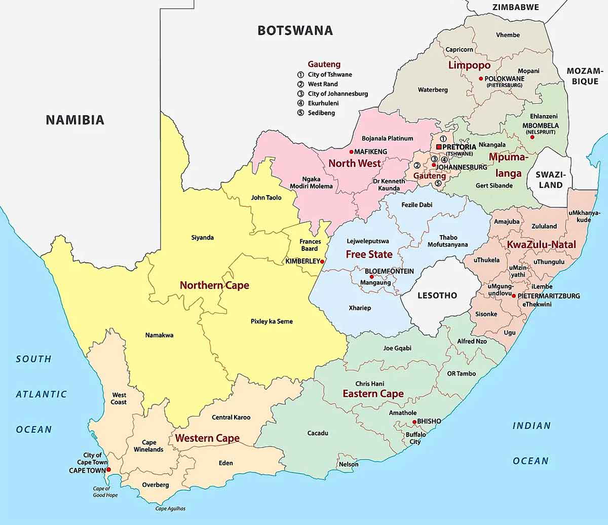provinces of south africa map