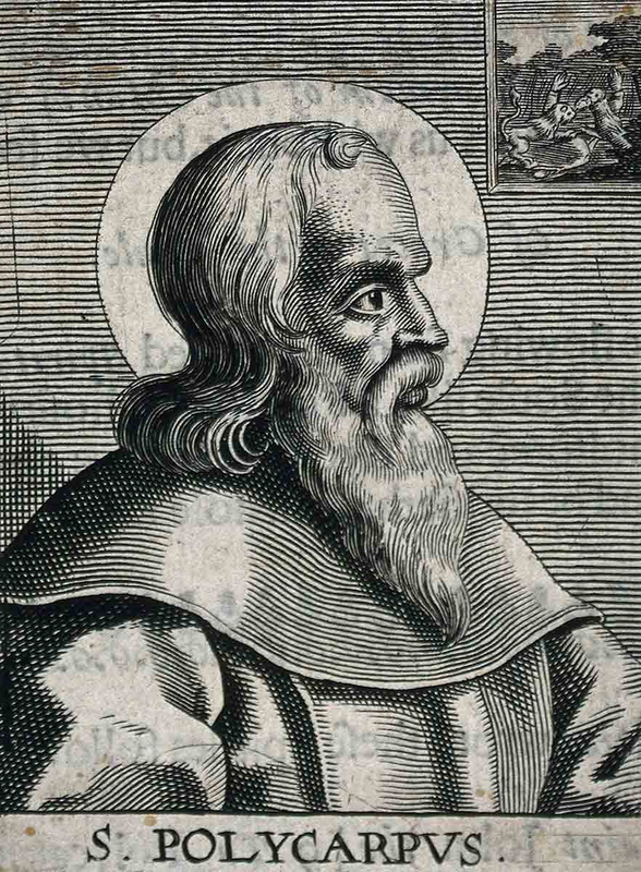 Engraving of St Polycarp of Smyrna. 