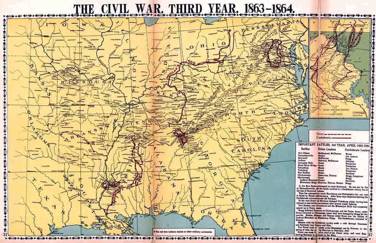 timeline 3rd year american civil war