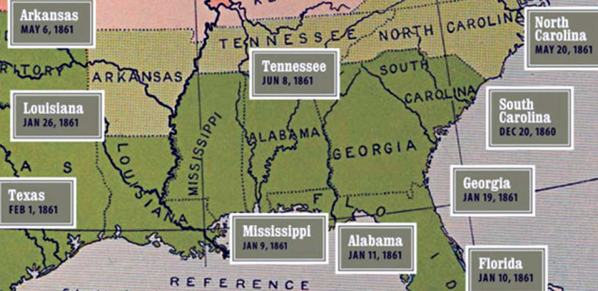 timeline confederate secession