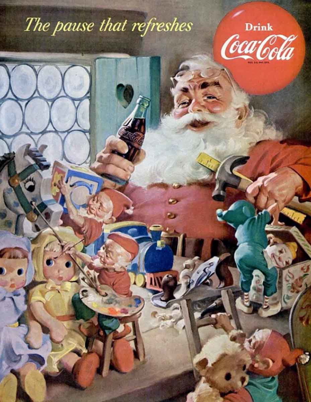 The famed vintage Coca Cola adverts that are often cited as the birth of modern Santa Claus. Source: Americana