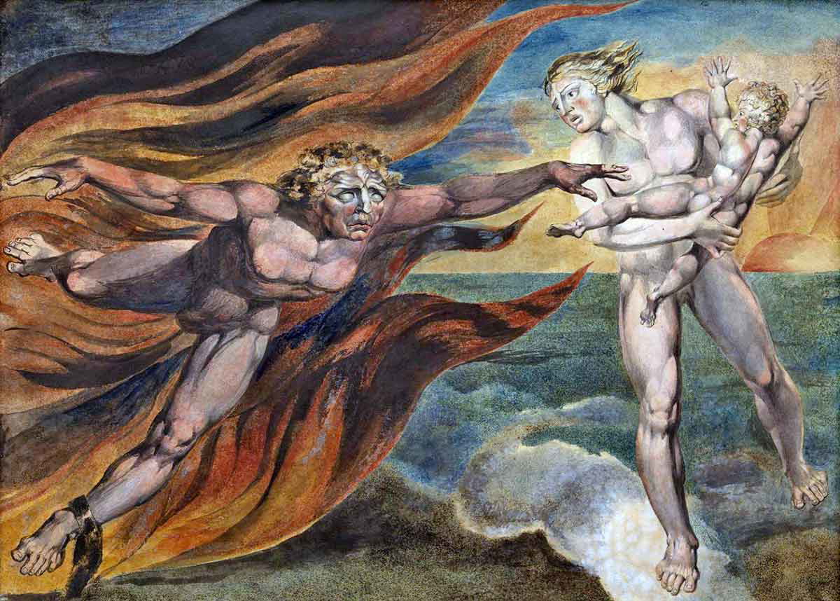 william blake good and evil angels painting