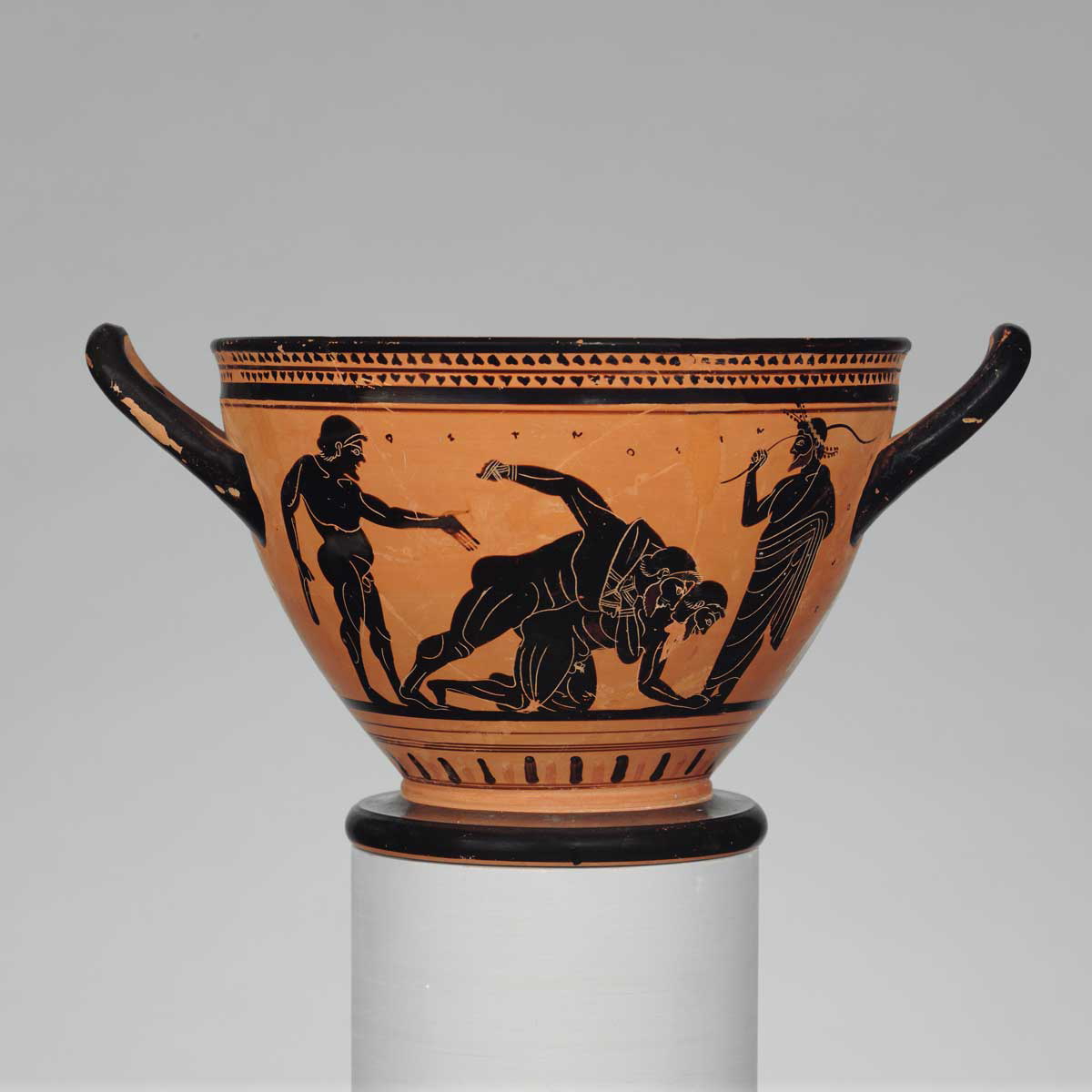 wrestlers terracotta vase