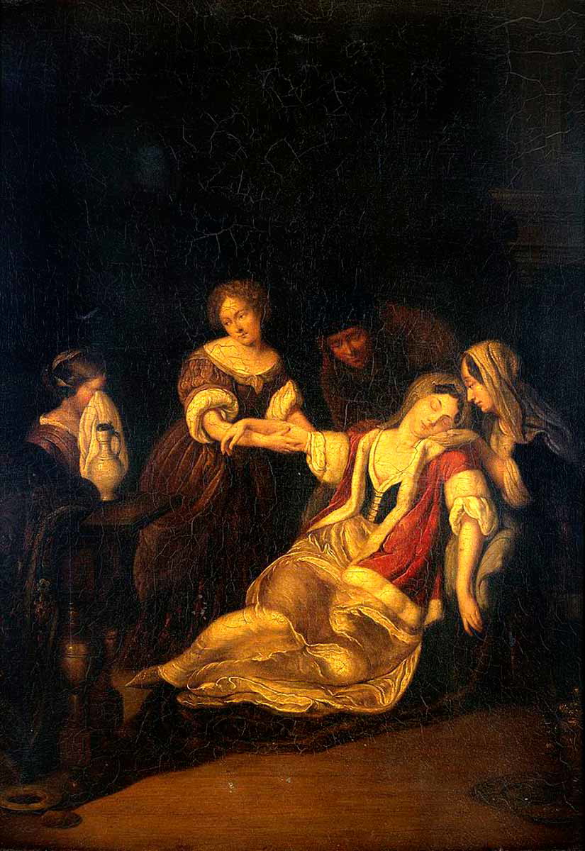 a lady fainting after bloodletting