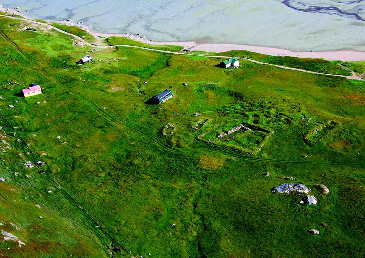 aerial view norse ruins
