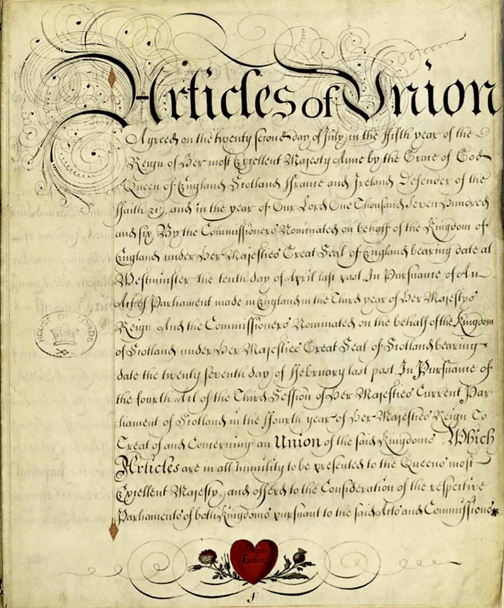 articles of union england scotland 28 Jan 1707