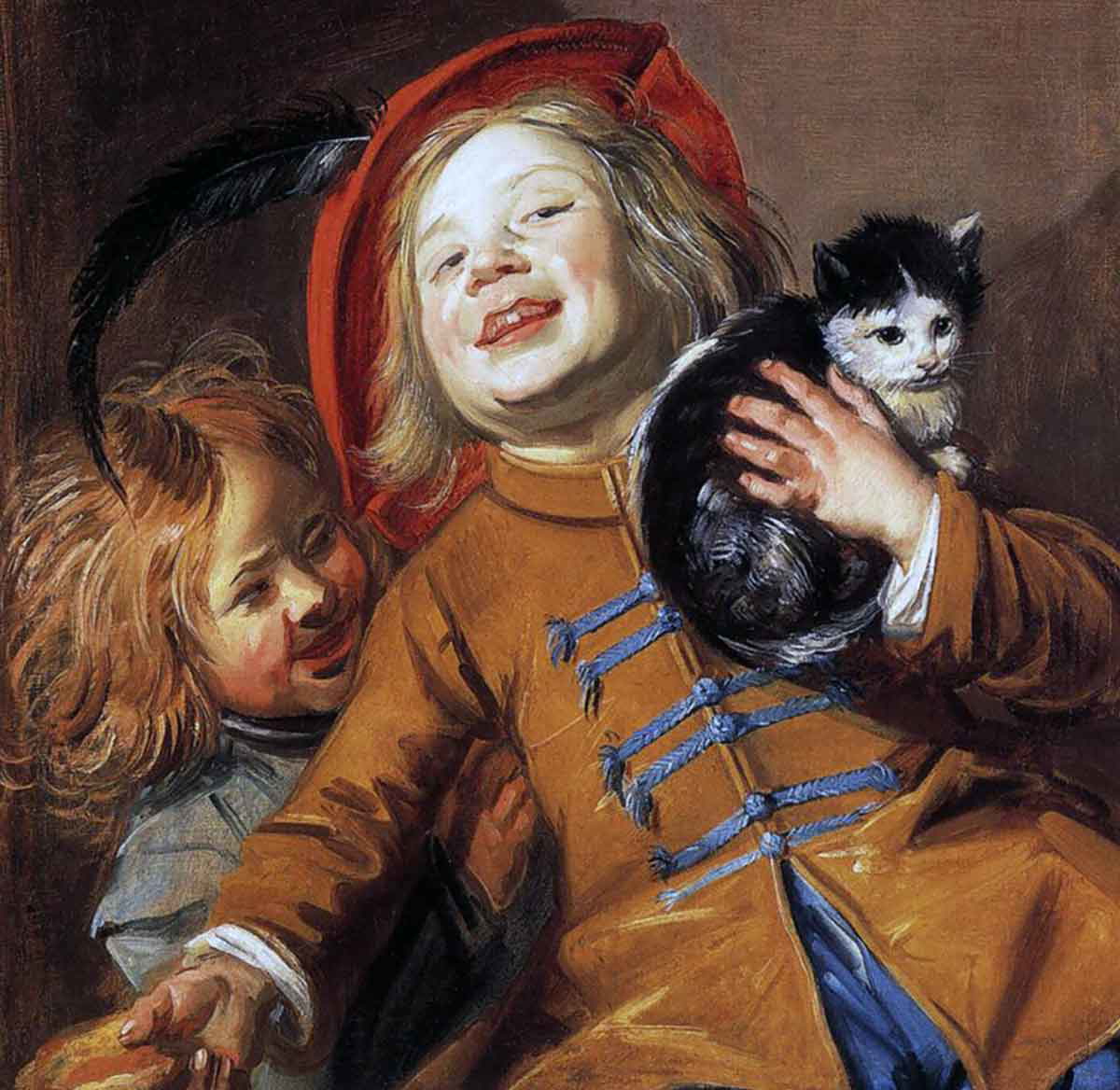 children laughing with cat leyster