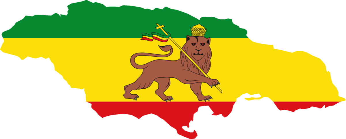 flag map jamaica ethiopian lion