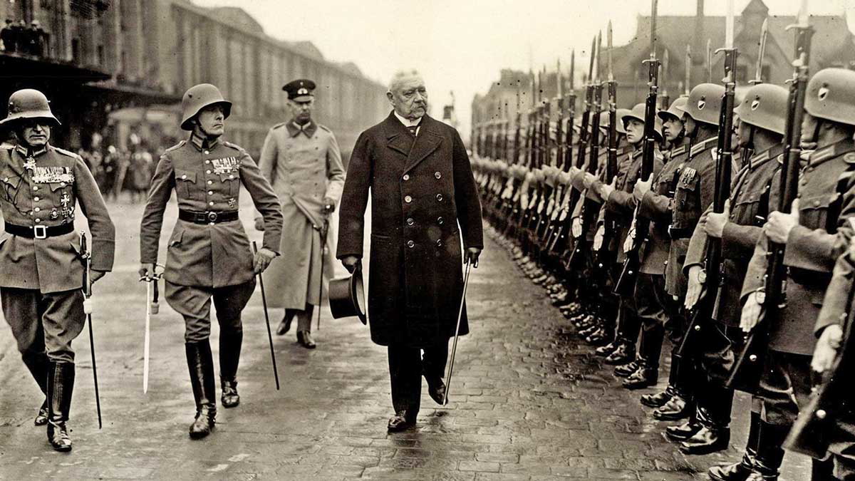 general paul von hindenburg reviewing troops