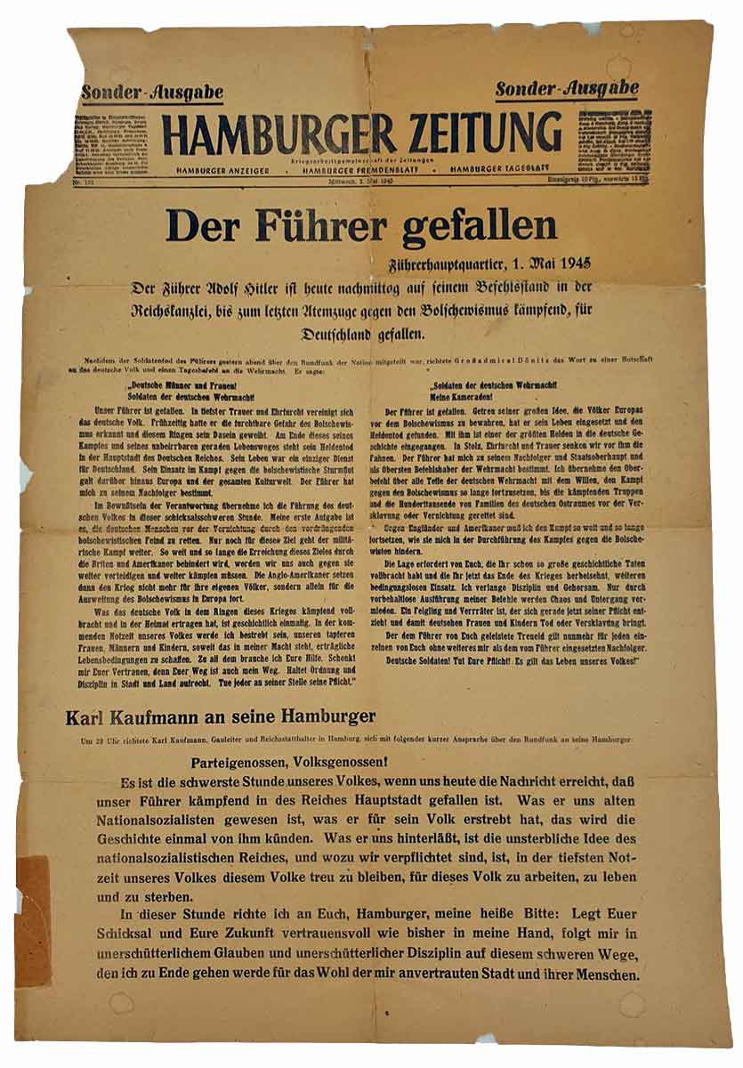 hamburger zeitung hitler dead