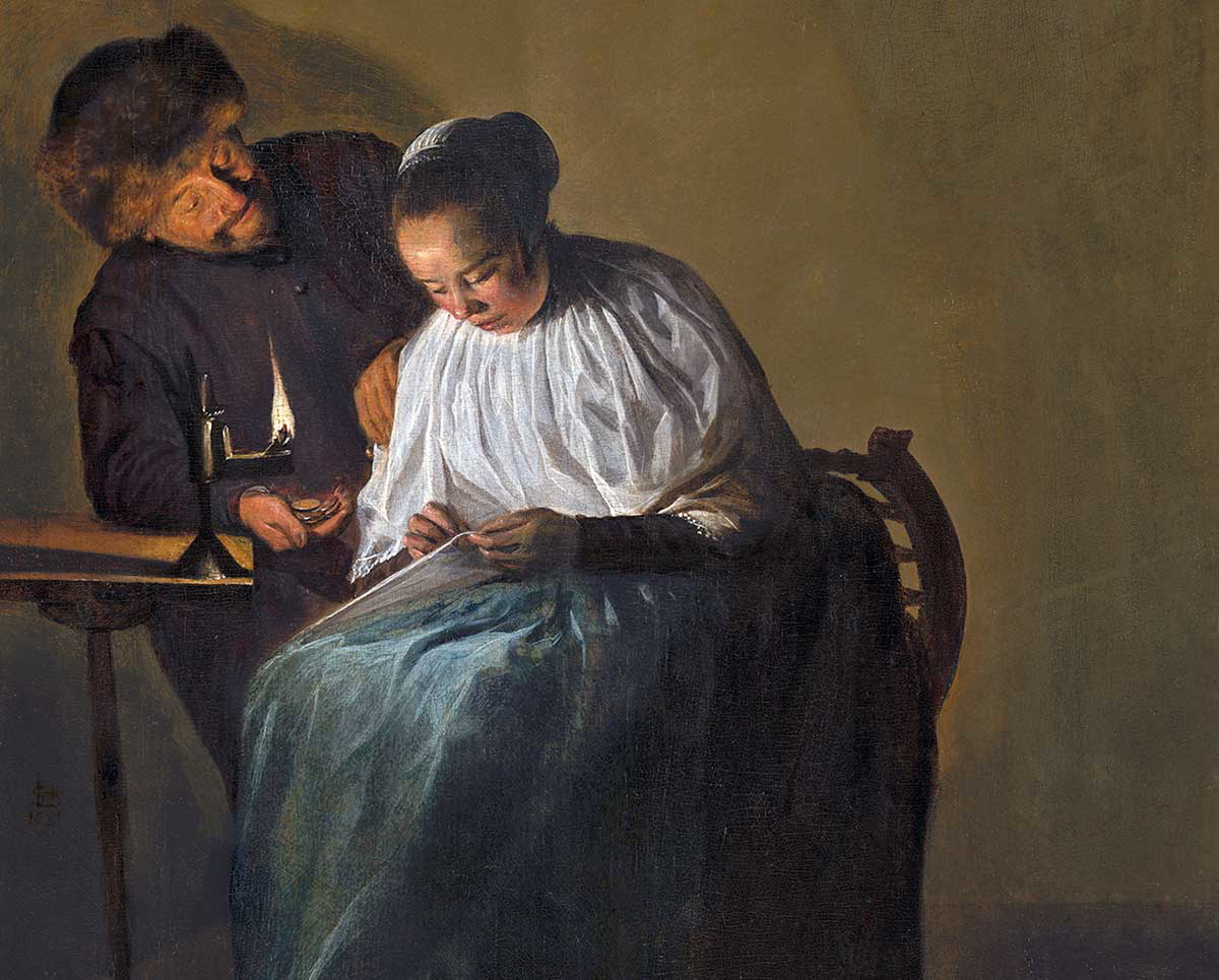 man offering money woman mauritshuis leyster