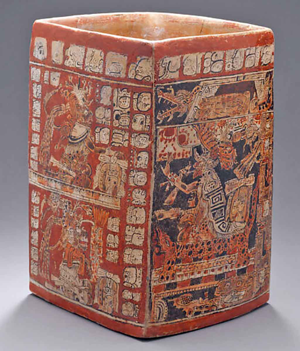 square maya vase 8th century
