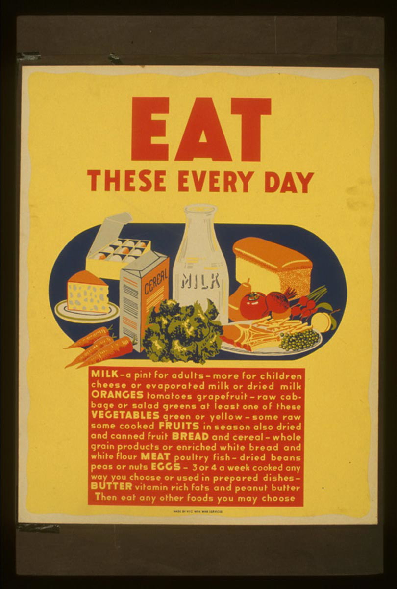 wpa nutrition poster war services food groups print