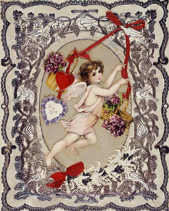 An ornate Victorian-era Valentine’s Day card (1860-1880). Source: Wikimedia Commons