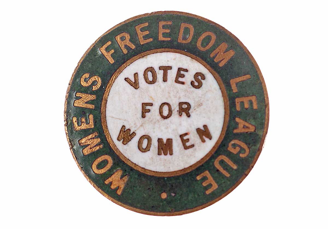 The badge of the Women’s Freedom League, 1907, Source: Wikimedia Commons