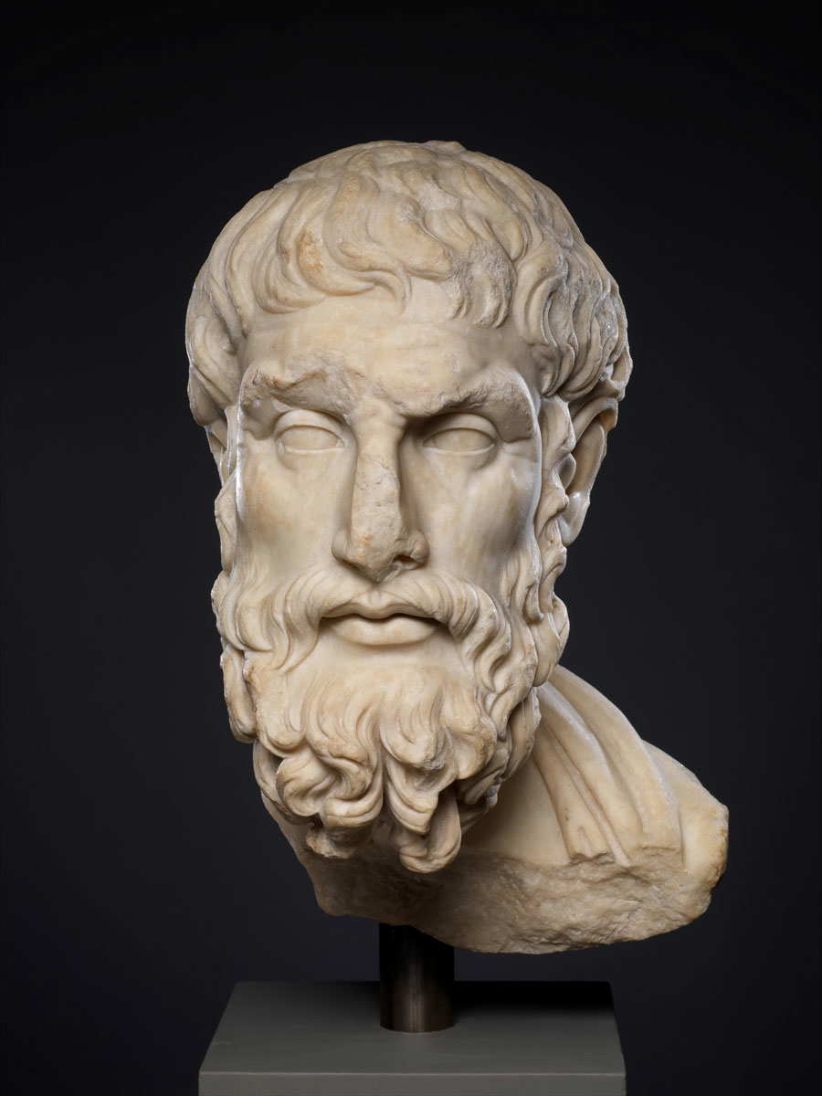 author unknown marble head of epikouros sculpture