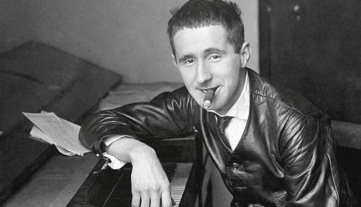 bertolt brecht smoking leather jacket young piano