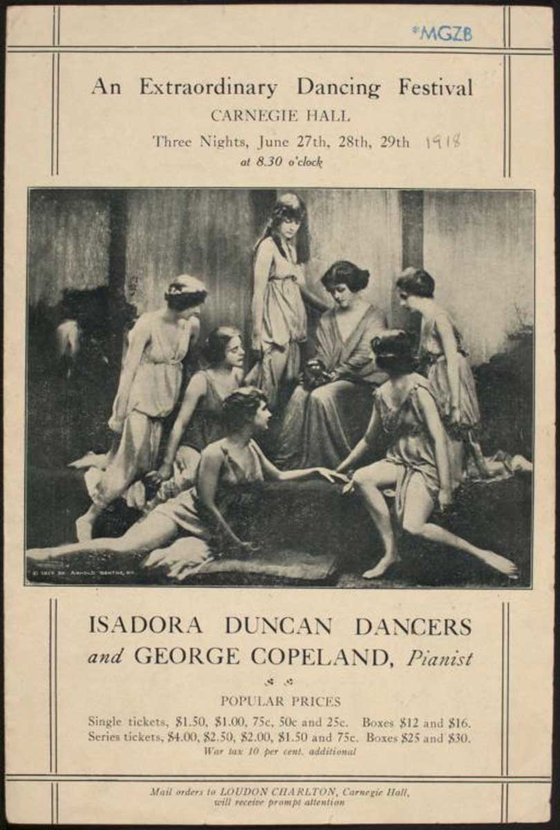 carnegie hall isadorables isadora duncan poster 1918
