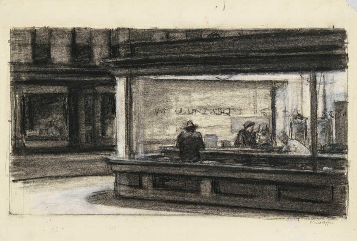 edward hopper nighthawks study sketch